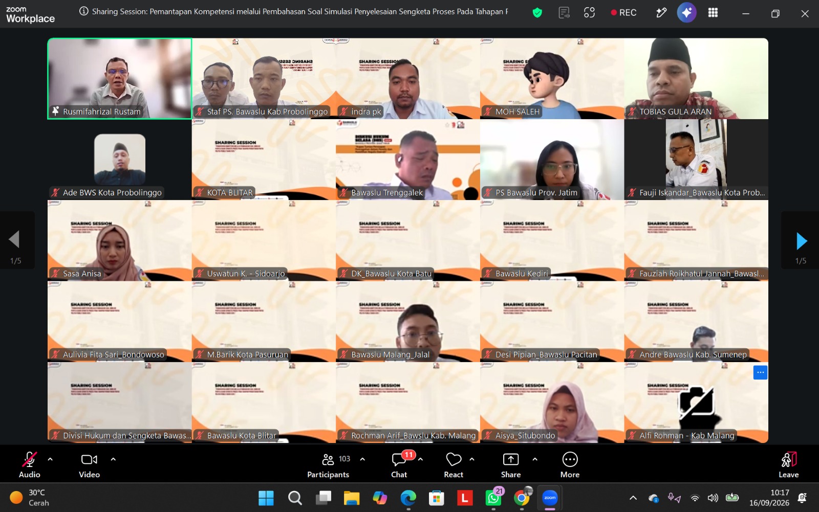 Penguatan Kapasitas Pengawas Pemilu, Bawaslu Jatim Gelar Sharing Session Penyelesaian Sengketa Tahapan Pendaftaran Partai Politik 2029